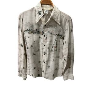 Amazing Vintage Seventies Disney Mickey Ski Slopes Shirt Medium